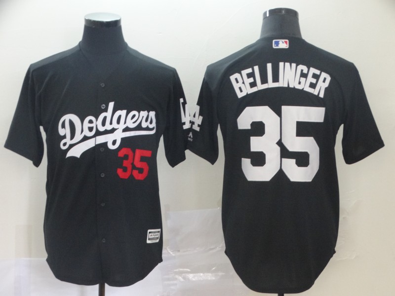 Men Los Angeles Dodgers 35 Bellinger black game MLB Jersey